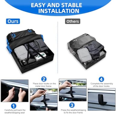 Car Rooftop Cargo Carrier Bag, 15 Cubic Feet Waterproof Car Luggage Roof Carrier for top of All Vehicle, Including Anti-Slip Mat, Storage Bag, 6 Door Hooks, Luggage Lock - Image 4