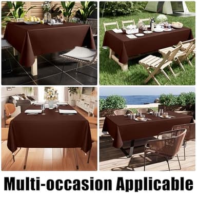 Smiry Rectangle Table Cloth 60x140 Inch, Waterproof Wipeable Vinyl Tablecloths Protector, Oil Spill Proof Plastic Table Cover for Dining, Picnic, Camping, Outdoor, Coffee - Image 6