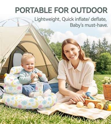 Colplay Inflatable Baby Seat, Inflatable Infant Chair for Babies 3-36 Months, Blow Up Baby Chair with Build in Air Pump, Toddler Floor Seats for Sitting Up, Super Quick Inflate & Deflate - Image 2