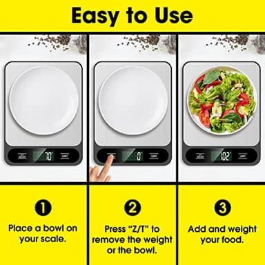 Mik-Nana Food Scale, 10kg/22lb Digital Kitchen Scale Weight Grams and Ounces for Baking Cooking Coffee Package Postage, 6 Units with Tare Function, LCD Display, Easy Clean Stainless Steel - Image 7