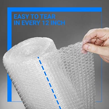Bubble Cushioning Wrap Rolls, 3/16" x 12" x 72' ft Total [2 Rolls of 36 Feet] Perforated Every 12", 20 Fragile Stickers for Packaging, Shipping, Mailing - Image 3