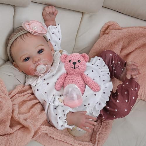 KSBD Reborn Baby Dolls - 18 Inch Realistic Baby Doll Girl, Real Life Baby Dolls with Cute Soft Vinyl Body, Real Baby Doll Newborn Lifelike Baby Gift with Accessories for 3+ Years Old Kids - Image 1