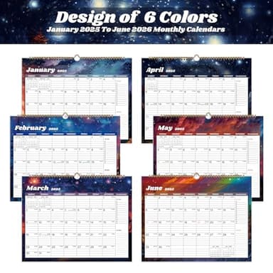 XISIDO 2025 Calendar 18 Month Wall Calendar 2025-2026, January 2025 to June 2026 Calendar with Julian Dates, 14.8" X 11.5" (2025-2026 Wall Calendar Starry Sky) - Image 4
