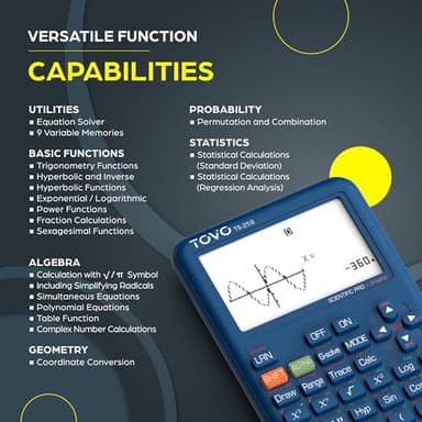 TOVO Scientific Calculator with Graphing Functions, Multiple Modes, 360 Functions, Large Screen, Intuitive Interface for Beginners, High School & Advanced Courses, TS-259 (Developed by CATIGA) - Image 4