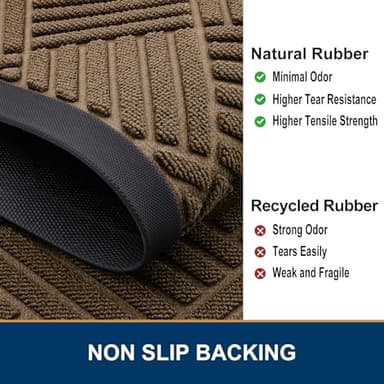 Smiry Front Door Mat Outside Entrance, Heavy Duty Outdoor Indoor Natural Rubber Doormat, Non Slip, Trap Dirt and Moisture, Easy Clean, Low Profile Patio Porch Entryway Mat, 35x23, Brown - Image 5
