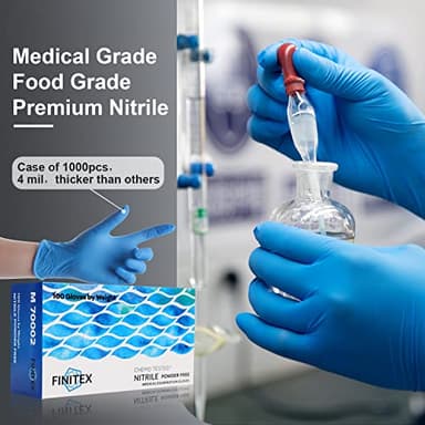 FINITEX Nitrile Disposable Medical Exam Gloves - 4 mil Powder-free Stretch Latex-Free Blue 100 PCS For Examination Home Cleaning Food Glove (100, Medium) - Image 5