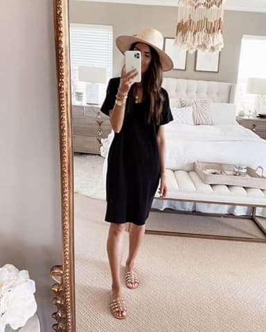 Olankaro Women's Nightgown 2 Pack Nightshirts Short Sleeves Sleepwear Soft O Neck Nightdress(Black+Leopard,M) - Image 7