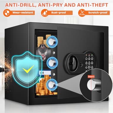 1.6 Cu Ft Home Safe Fireproof Waterproof, Fireproof Safe with Fireproof Document Bag, Programmable Keypad & Removable Shelf, Digital Home Security Safe Box for Money Firearm Medicines Valuables - Image 5