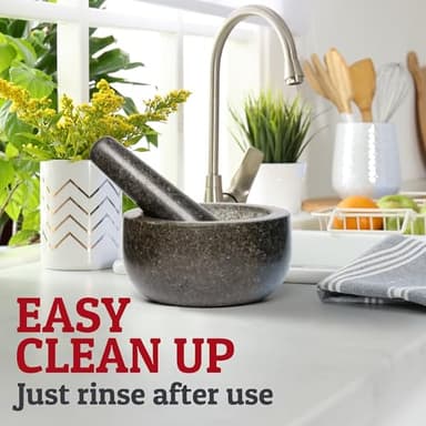 Priority Chef Heavy Duty Mortar and Pestle Set, 1.5 Cup, 100% Granite, Non Slip Base, Make Fresh Guacamole, Salsa, Pesto, Stone Grinder Bowl, Herb Crusher, Spice Grinder, 5.5 Inch - Black - Image 4