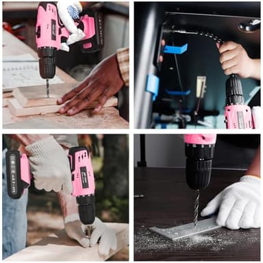 Pink 21V Cordless Drill Set for Women,Power Cordless Drill with Battery and Charger,Lightweight Complete Womens Tool Kit for House,Pink Tools Set with Electric Drill Driver for Home Office Repair - Image 7