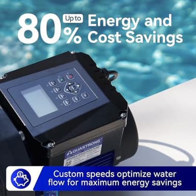 AQUASTRONG Variable Speed Pool Pump, 2 HP, 220V, 10566GPH, In/Above Pool Pump, Energy Efficient, High Flow, Powerful Self Primming Swimming Pool Pumps with Filter Basket - Image 3