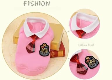 Pet Uniform School Skirts Sailor Costume Dog Campus Clothes Teddy Cute Bowtie Adorable Puppy Apparel (Small,Pink Shirt) - Image 2