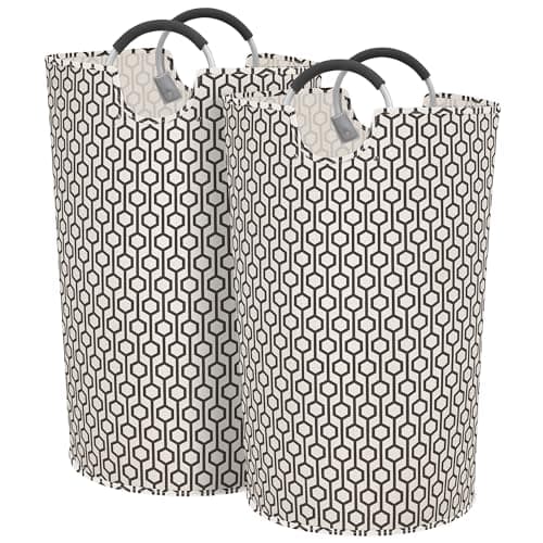 STORAGE MANIAC 2 Pack 115L Extra Large Laundry Basket Freestanding Laundry Hamper, Collapsible Laundrys Baskets Waterproof Laundry Bag with Padded Handles, Folding Tall Clothes Hamper, Hexagon - Image 1