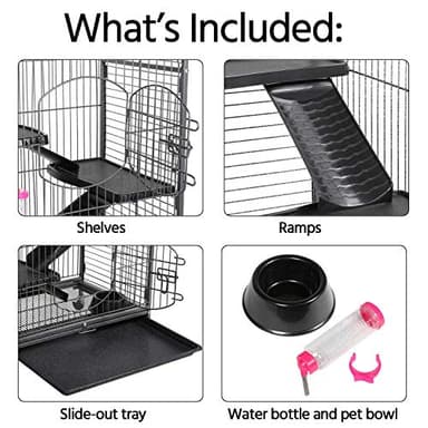 Yaheetech 52-inch Ferret Cage 6 Level Metal Rat Cage with 3 Front Doors/Feeder/Wheels Small Animal Cage for Ferret/Chinchilla/Bunny/Rabbit/Squirrel, Black - Image 5
