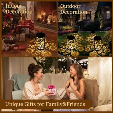 Sunflower Gifts Solar Lanterns Outdoor Waterproof Garden Decor Patio Decor, Hanging Solar Lanterns for Yard Porch Decor Outdoor, Gifts for Women, Gardening Gifts for Mom Birthday - Image 5
