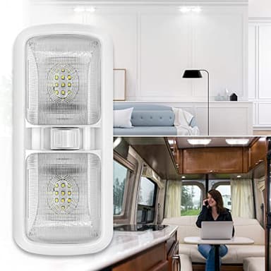 Miady 12V LED RV Interior Lights 750 Lumen, RV LED Ceiling Double Dome Light with Switch for Car/Trailer/Camper/Boat, Natural White 4000-4500K, 60X2835SMD, Pack of 5 - Image 6