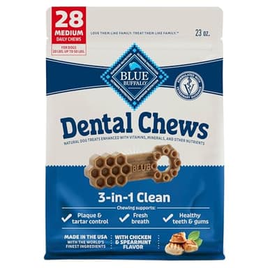 Blue Buffalo Dental Chews Medium Natural Dog Treats, Chicken & Spearmint 23-oz Bag (28 Count) - Image 1