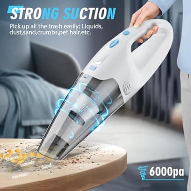 FUOAYOC Handheld Vacuum Cordless, Hand Vacuum Cordless Rechargeable with LED Light/Multi Accessories,1.6lbs Car Portable Vacuum Cleaner for Pet Hair, Home, Car, Office - Image 3