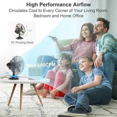 AMACOOL Oscillating Vintage Fan, All Metal 8" Retro Table Top Fan, Adjustable Head Tilt, Quiet 3 Speeds Plug-In Desk Fan for Bedroom Home Office & Kitchen - Image 4