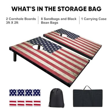 Cornhole Board Set, 3'x2' Cornhole Set, Corn Hole Boards Set, Lightweight Corn Hole Set Includes 2 Cornhole Boards, 8 Cornhole Bean Bags & Carry Case for Outdoor Games (CH11 3'x2' Cornhole Set) - Image 4