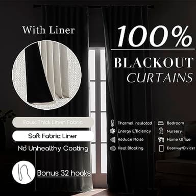 PANELSBURG 90 Inch Blackout Drapes for Nursery Girl Boy Neutral Curtains for Living Room Bedroom Light Grey Black Out Curtains 90 Inch Long Thermal Drapes - Image 7