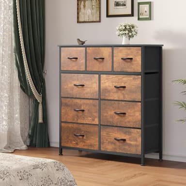 YITAHOME Dresser with 9 Drawers - Fabric Storage Tower, Organizer Unit for Living Room, Hallway - Sturdy Steel Frame, Wooden Top & Easy Pull Fabric Bins - Image 2