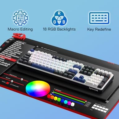 Redragon K689 Wired Gasket RGB Gaming Keyboard, 108 Keys Mechanical Keyboard w/Extra 4 Hotkeys, Upgraded Hot-swappable Socket, 3-Layer Noise Dampening, Mixed Color Keycaps, Custom Linear Switch - Image 9