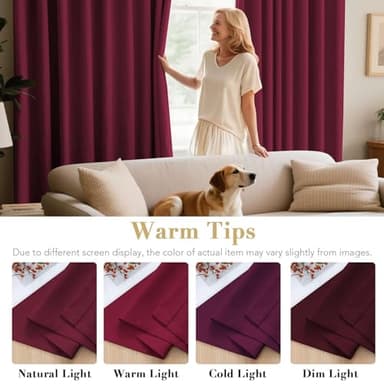 H.VERSAILTEX Premium Blackout Curtains for Bedroom Thermal Insulated Room Darkening Curtains Bedroom Curtains for Christmas Home Decoration - Grommet Top (2 Panels,Burgundy, 52 by 84 - Inch) - Image 5