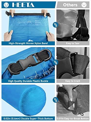 HEETA Dry Bag Waterproof for Women Men, Roll Top Lightweight Dry Storage Bag Backpack with Phone Case for Travel Swimming Boating Kayaking Paddle Board Camping Beach Accessories (Transparent Blue, 5L) - Image 4