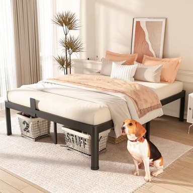 FUIOBYVV Queen Bed Frame with Round Corner Edge Legs 18 inch High 3500 lbs Heavy Duty Metal Platform Bed Frame Queen Size No Box Spring Needed/Non-Slip/Steel Slat Support/Noise Free - Image 4