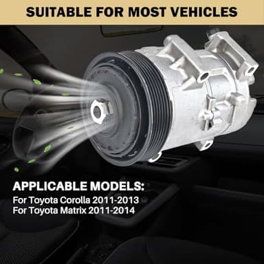 Aspligo Air Conditioner AC Compressor Fits for Toyota Matrix 1.8L 2011-2014, for Toyota Corolla 1.8L 2011-2013, with A/C Clutch, CO29097C AC Compressor, Replaces 8831002710, 8831002711, 8831068031 - Image 6