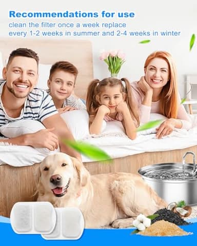 Cunina 4 Set Dog Water Bowl Filters, Dog Water Filter Replacement, Dog Water Filter Replacement Compatible with oneisall 7L/230oz/1.8G Stainless Steel Dog Water Fountain - Image 7