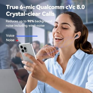 EarFun Air Pro 3 Noise Cancelling Earbuds, Qualcomm® aptX™ Adaptive Sound, 6 Mics CVC 8.0 ENC, Bluetooth 5.3 Earbuds, Multipoint Connection, 45H Playtime, App Customize EQ, Wireless Charging - Image 6