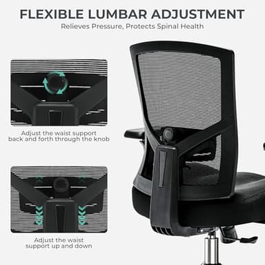 Big and Tall Office Chair 500lbs, Ergonomic Oversize Mesh Desk Chair, Heavy Duty High Back Computer Chair with Wide Thick Seat Cushion, Adjustable Lumbar Support, 4D Armrests - Image 5