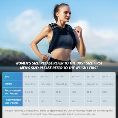 ZELUS Weighted Vest, 6lb/8lb/12lb/16lb/20lb/25lb/30lb Weight Vest with Reflective Stripe for Workout, Strength Training, Running, Fitness, Muscle Building, Weight Loss, Weightlifting, Black(20 lb) - Image 8