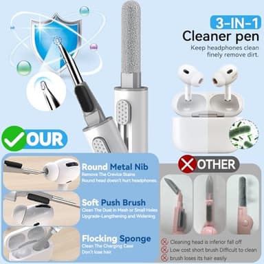 Pohgelan Compatible with AirPods Pro 2nd/1st Generation Replacement Ear Tips,with Noise Reduction Hole & Built-in dust Guard Screen,for USB-C Charging Case with Cleaner kit -4 Sizes (XS/S/M/L)-Whiite - Image 6