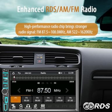 7" Wireless Apple CarPlay & Android Auto Double Din Car Stereo - 240W High-Power Sound, Touchscreen Bluetooth Receiver with USB-C/AUX/TF Ports, RDS/FM/AM Radio & MirrorLink HD Display - StyleA - Image 4