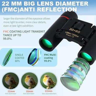 ZIYOUHU Compact 30x60 Binoculars for Adults and Kids,Foldable Lightweight Easy Focus Small Binoculars for Bird Watching Travel Sightseeing Hunting Concert Theater Opera - Image 4