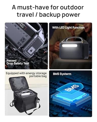 Portable Power Station 300W (600W Surge), 192Wh (60,000mAh) Solar Generator, LiFeP04 Battery with AC & DC Outlets, Power Bank Station for Outdoor Camping, Traveling, Home & Emergency (Solar Optional) - Image 5