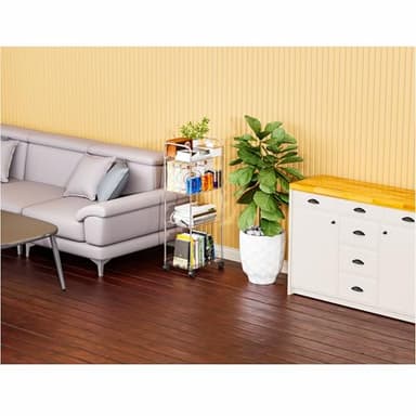 Yieach 3 Tiered Rolling Utility Cart on Wheels with Handle,Modern Design Storage Cart for Bedside,Nursery,Snack,Nail,Book,Diaper Caddy,Lash Cart Organizer,Detergent Stand for Laundry Room,Bathroom - Image 5