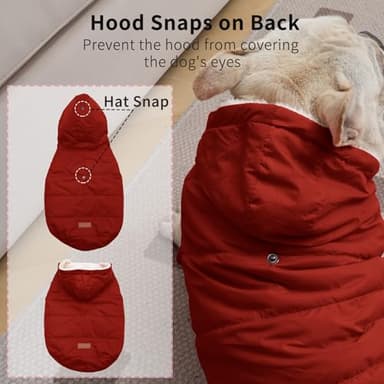 Vecomfy Fleece Lining Extra Warm Dog Hoodie in Winter,Small Dog Jacket Puppy Coats with Hooded,Red S - Image 2