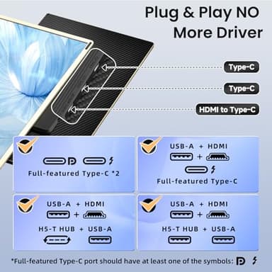AOKER Triple Laptop Screen Extender - 15.6" Monitor IPS FHD 1080P Detachable Portable Display for 13"-17.4" Laptops Compatible with Compatible with Windows Mac Chrome Surface Travel Work Setup - Image 4