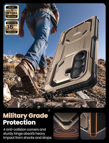 i-Blason Armorbox for Samsung Galaxy Z Fold 7 Case with Stand [Tempered Glass Screen Protector] [Hinge Protection] Full-Body Heavy Duty Rugged Shockproof Protective Case for Z Fold 7 (Desert) - Image 3