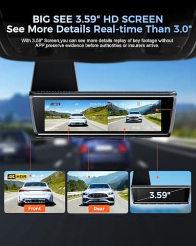 OVAMAN K600 4k Dash Cam Front and Rear, 3.59" IPS Screen, Built-in GPS 5G WiFi Dash Camera for Cars with App, UHD 2160P Night Vision Free 64G SD Card, 170° Wide Angle, HDR, 24H Parking Mode - Image 4