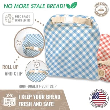Cozy Bread® Reusable Bread Bag Set for Home Bakers | USA Brand | Charming Designs (Gingham) - Image 7