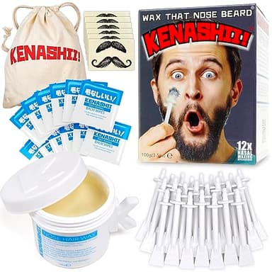 KENASHII Nose Wax Kit | 100 g Wax, 24 Applicators | Hair Removal Kit for Men and Women | Includes Balm Wipes and Mustache Guards | Lasts up to 5 Weeks - Image 1