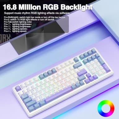 AULA F99 Wireless Mechanical Keyboard,Tri-Mode BT5.0/2.4GHz/USB-C Hot Swappable Custom Keyboard,Pre-lubed Linear Switches,Gasket Structure,RGB Backlit Gaming Keyboard for PC/Tablet/Xbox/PS4/PS5 - Image 7