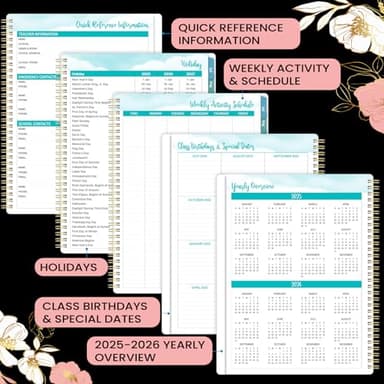 Teacher Planner 2025-2026 - Teacher Lesson Planner 2025-2026, JULY 2025 - JUNE 2026, 11” x 8.5”, Weekly & Monthly Lesson Plan Book with Strong Twin-wire Binding, Holidays, Inner Pocket, Colorful Tabs - Image 5
