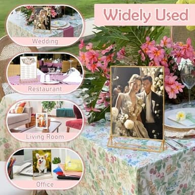 12 Pack Acrylic Sign Holder 5x7, Clear Picture Frame and Flyer Holder, Double Sided Gold Frame Acrylic Frame for Wedding Table Sign Display - Image 8