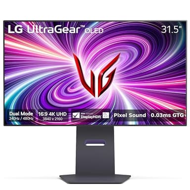 LG ‎32GS95UE 32-inch Ultragear OLED Gaming Monitor UHD 240Hz 0.03ms DisplayHDR True Black 400 AMD FreeSync Premium Pro NVIDIA G-Sync HDMI 2.1 DisplayPort Tilt/Height/Swivel Stand Black - Image 1